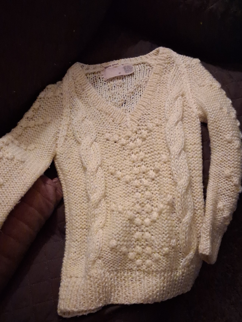 Ricki's Cream Cable Knit V-Neck Sweater